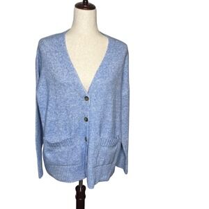 Ella Moss Womens Cardigan Sweater Small Blue Knit V Neck Button Down Grandpacore